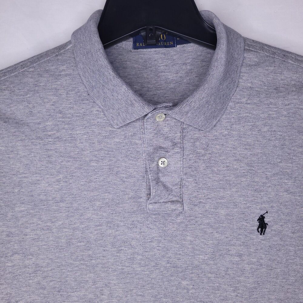 Ralph Lauren Polo Shirt Mens Large Gray Pony Cotton Short Sleeve
